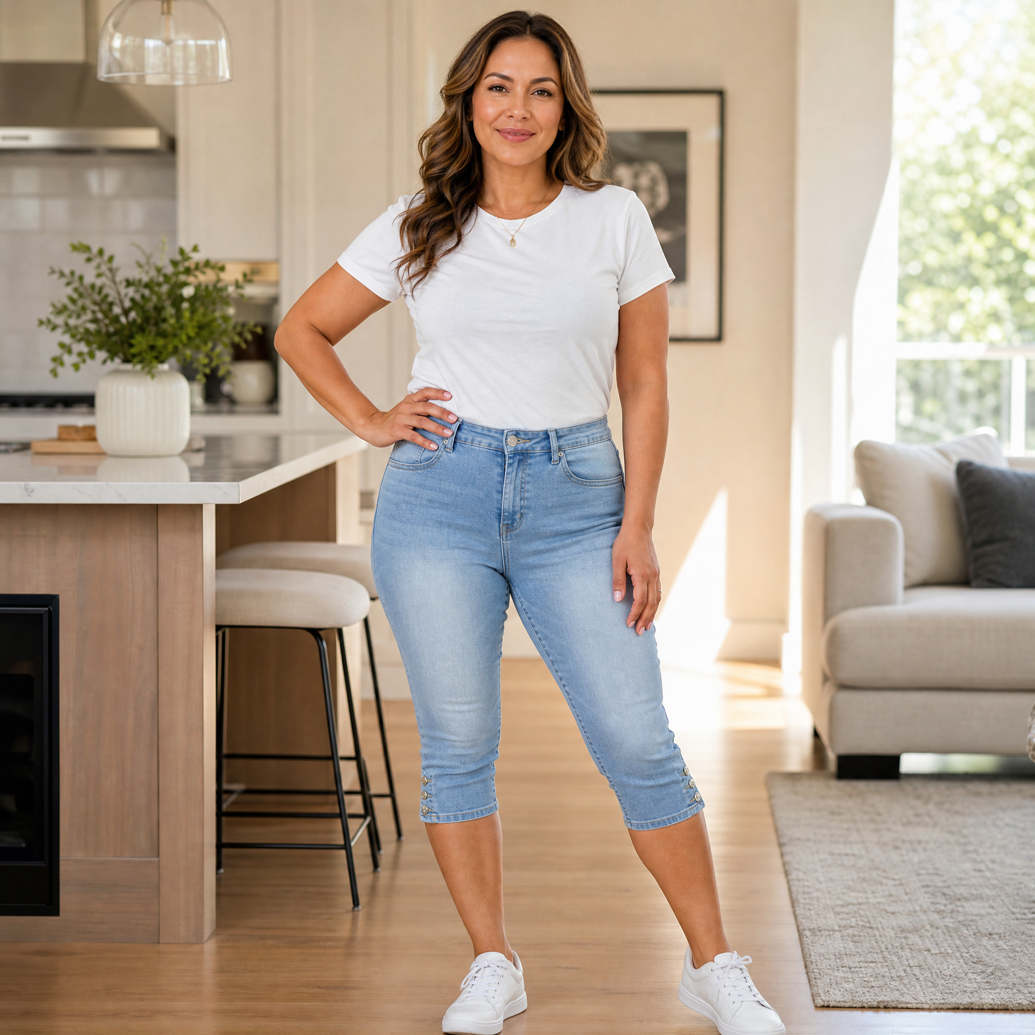 Velora – Women's Slimming High-Waist Capri Jeans