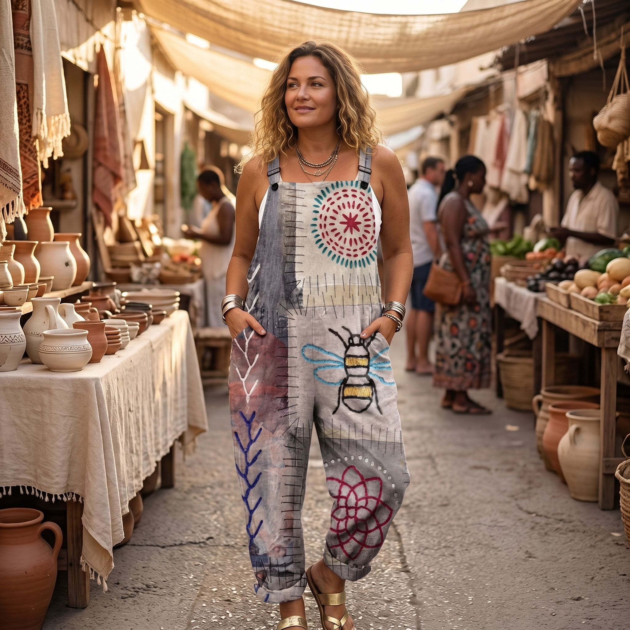 QueenBee – Women's Artisan Print Plus-Size Overall