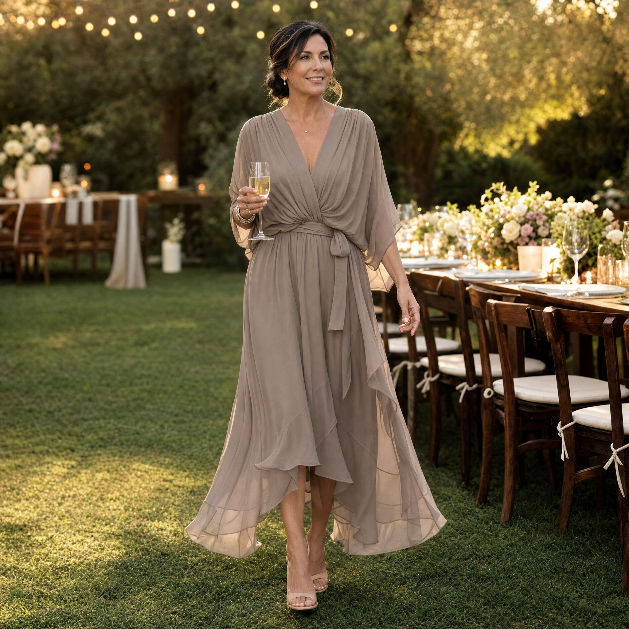 Mirabelle – Women's Flowing V-Neck Midi Dress