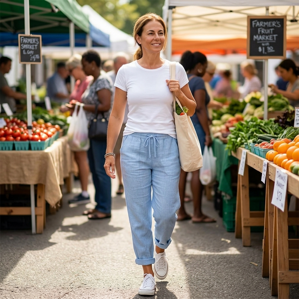Lunara – Women's lightweight linen look summer pants