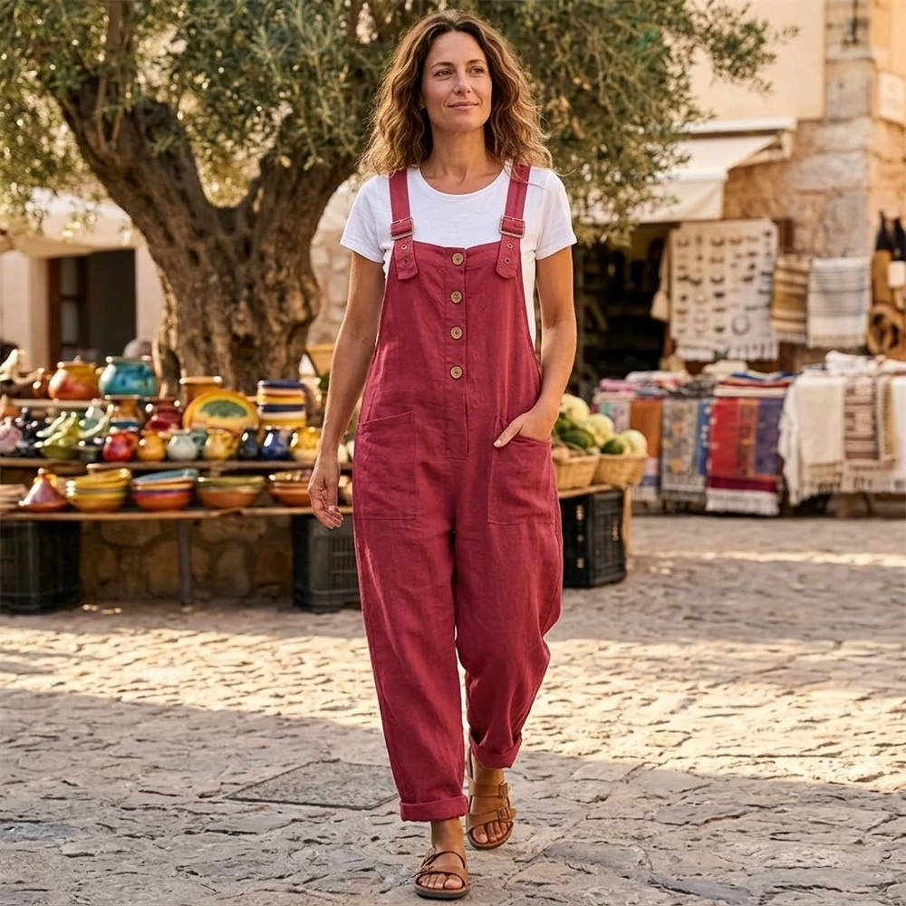 Slowlinen – Loose Button-Front Overalls