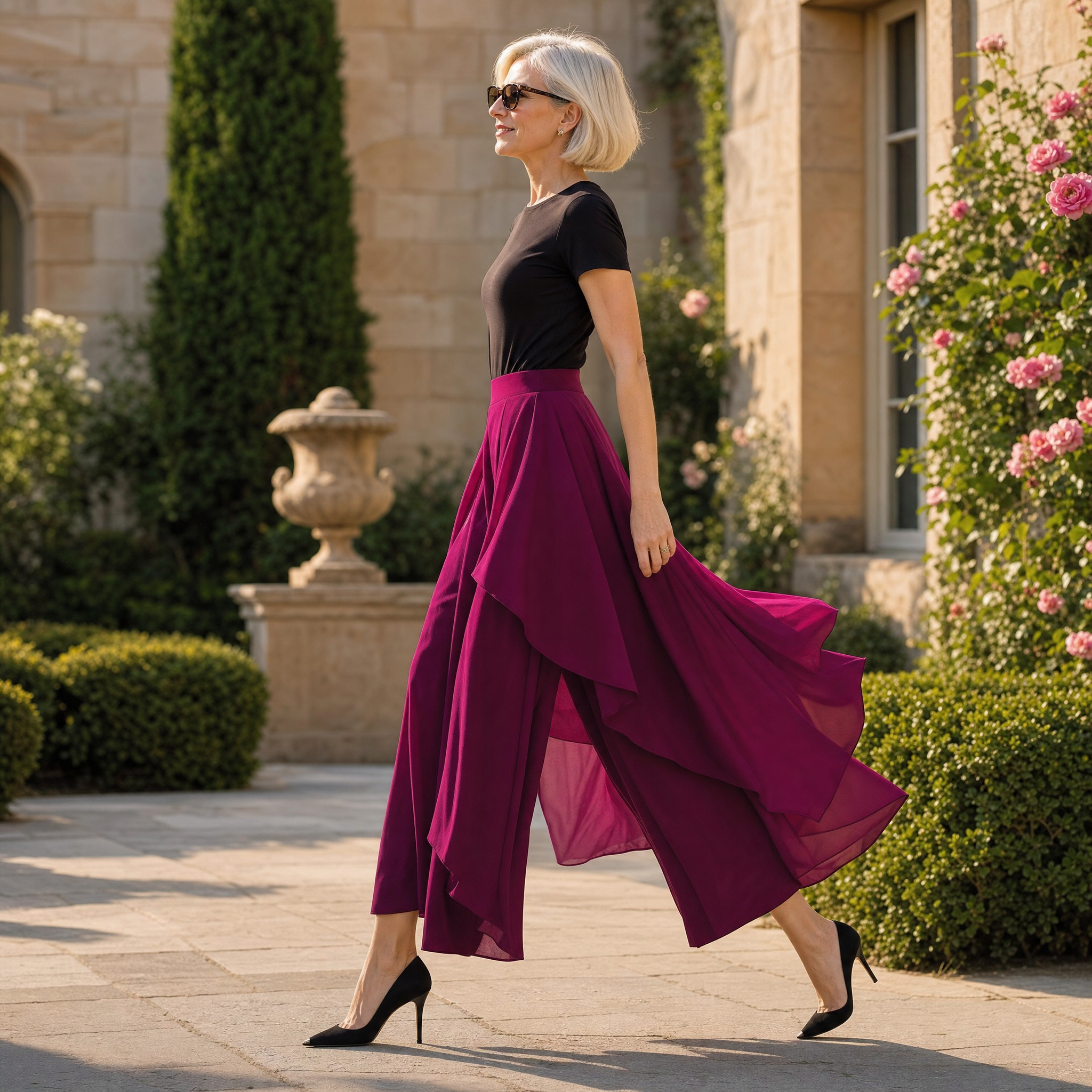Sevella – Women's High-Waist Culottes with Skirt Drape