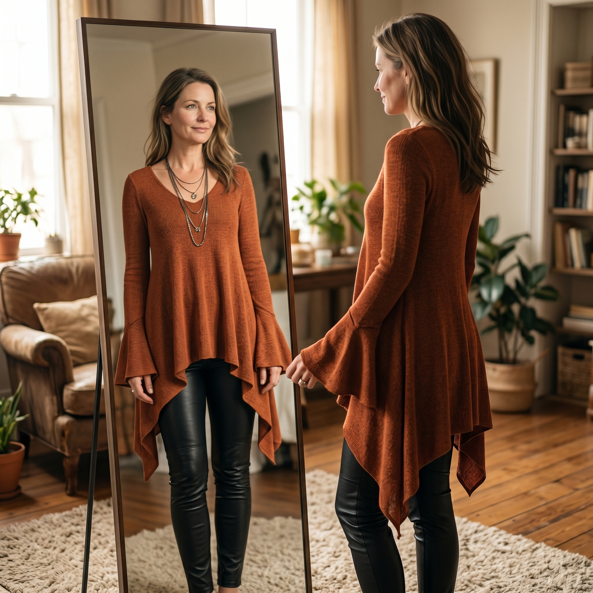 Lirelle – Women's Flowy Handkerchief-Hem Knit Tunic