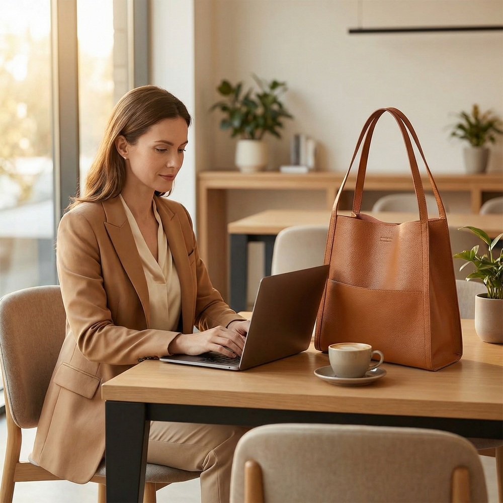 Solenne – Soft Leather Shoulder Tote