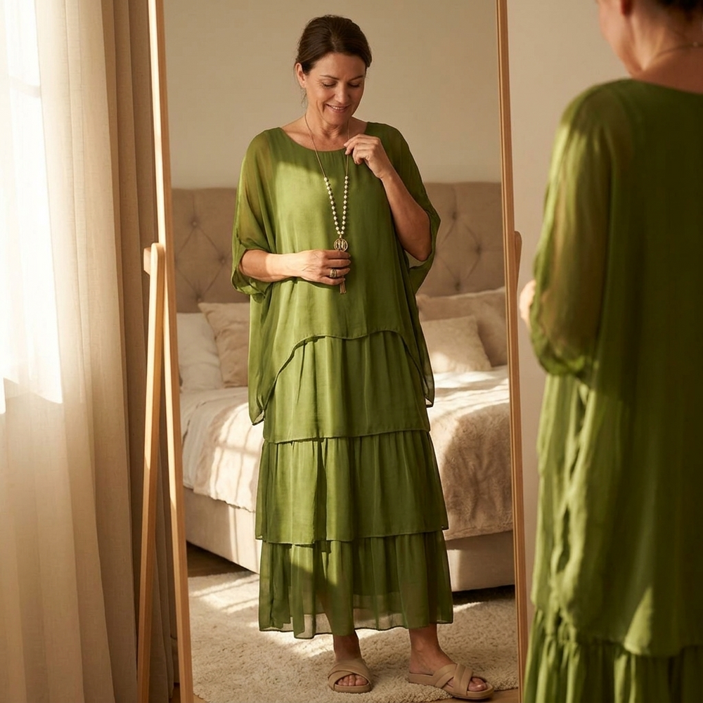 Velara – Women's Flowing Tiered Chiffon Maxi Dress