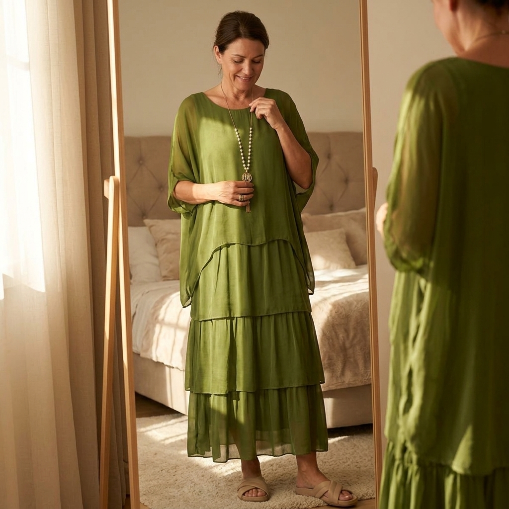 Velara – Women's Flowing Tiered Chiffon Maxi Dress