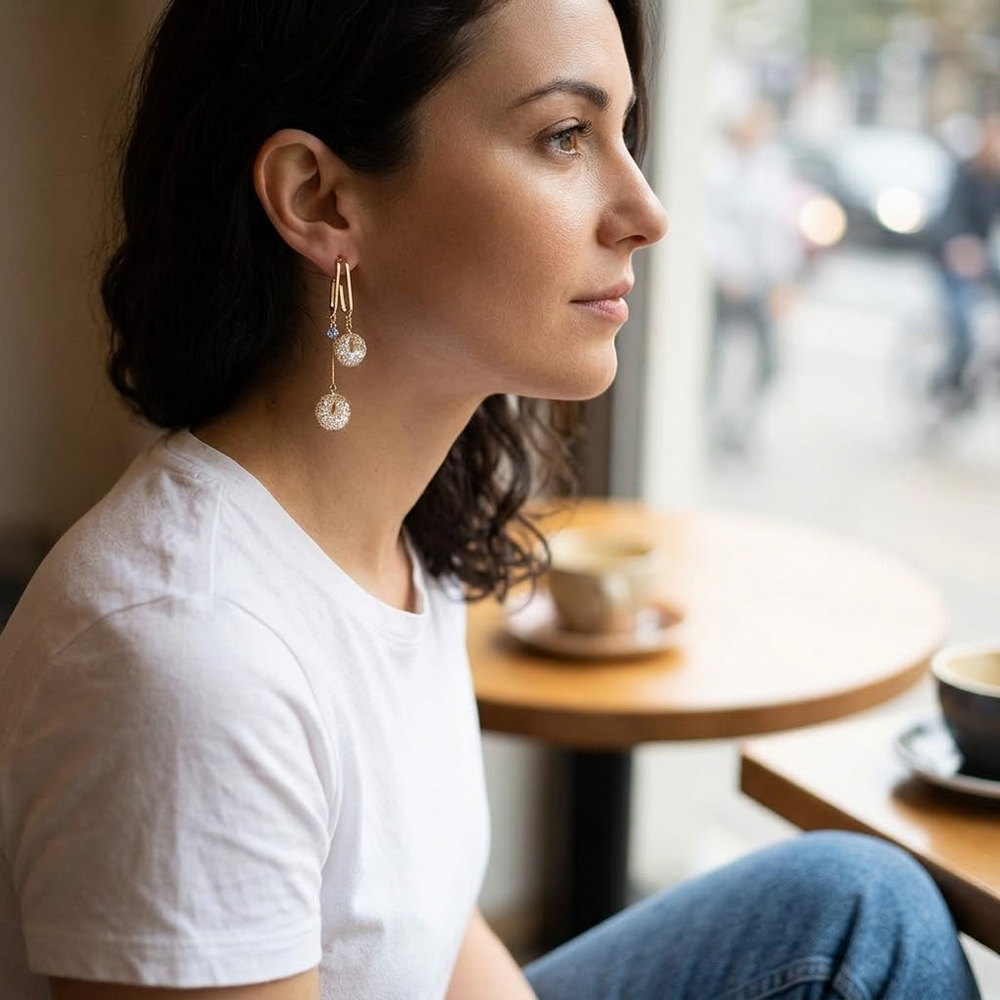 Lunavia – Woven Gold Crystal Drop Earrings