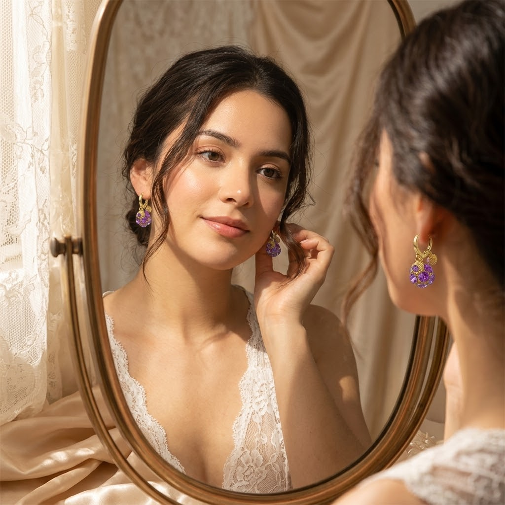 Violetta – Romantic Amethyst Crystal Earrings for Her