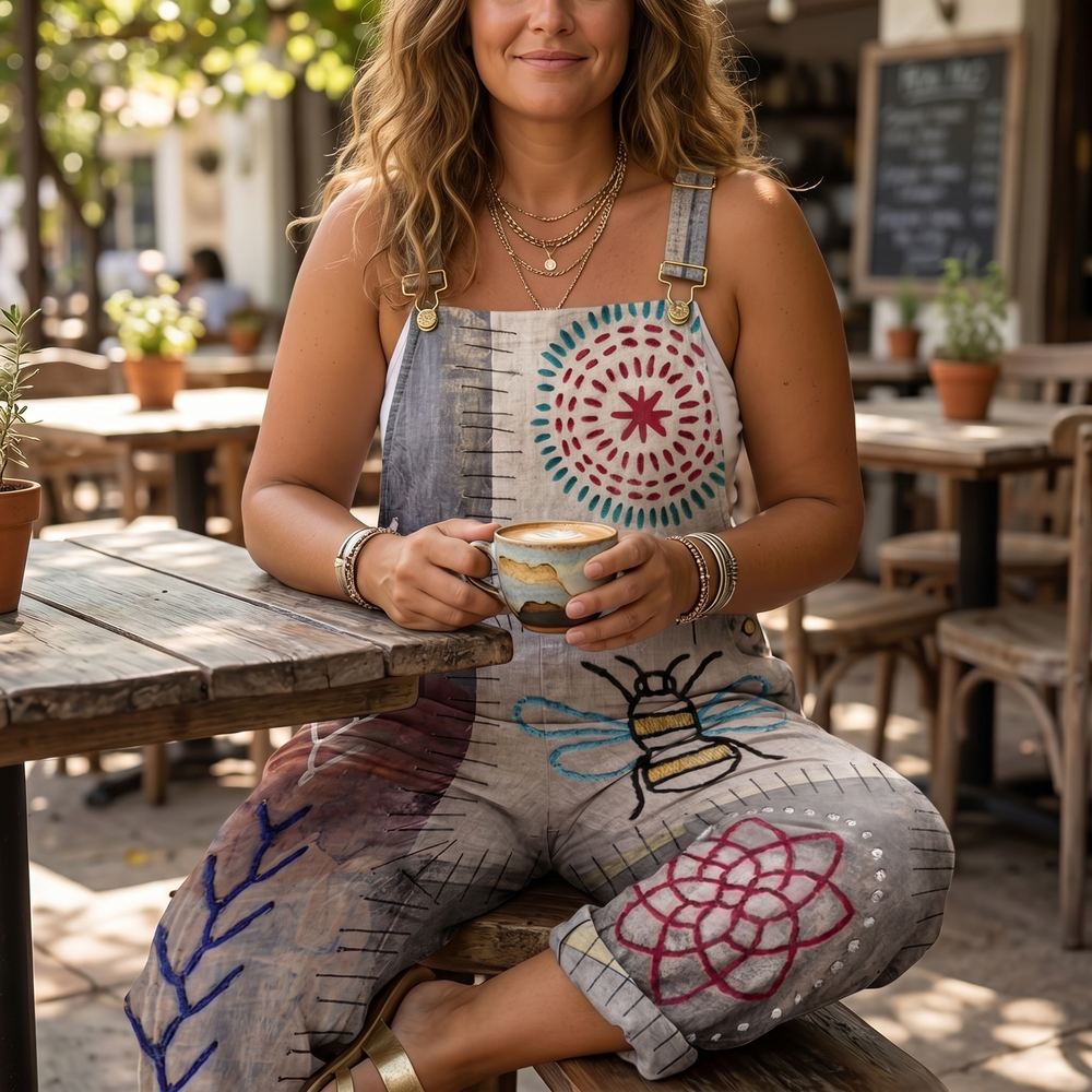 QueenBee – Women's Artisan Print Plus-Size Overall