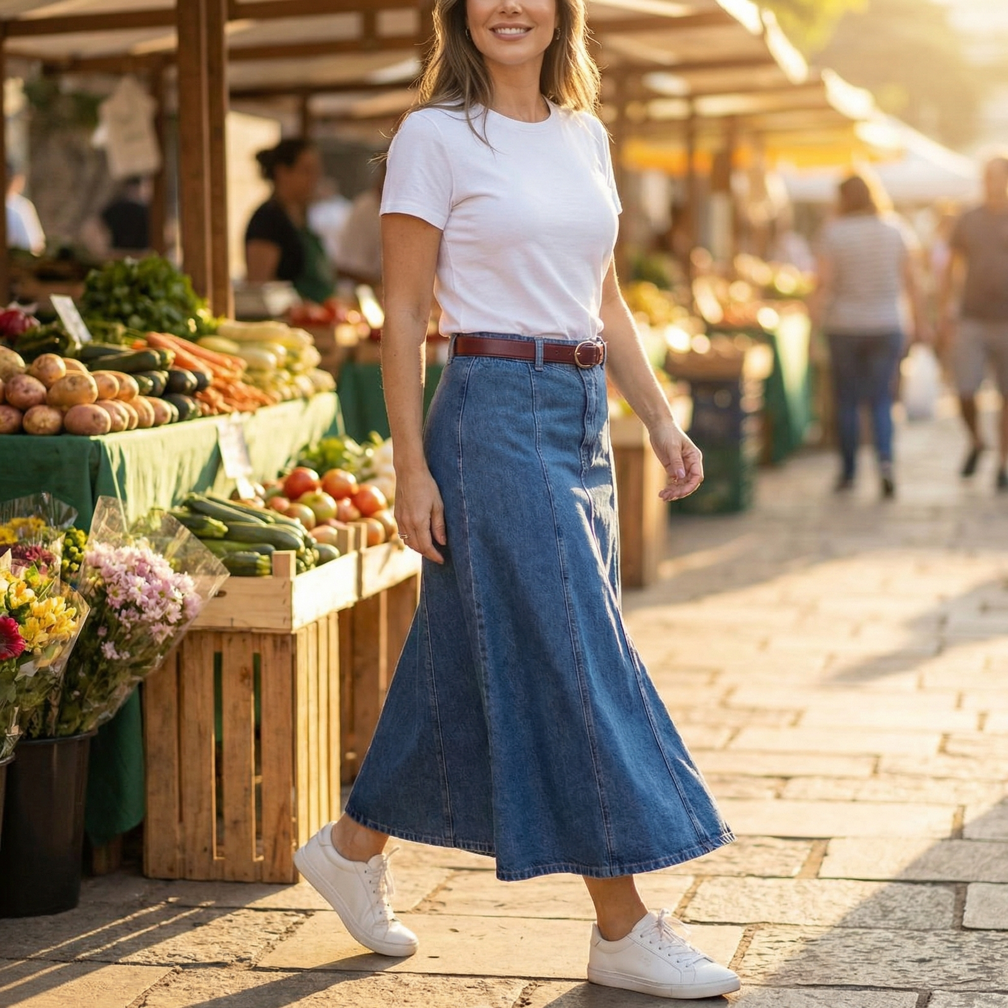Levara – Flattering High Waist Denim Maxi Skirt