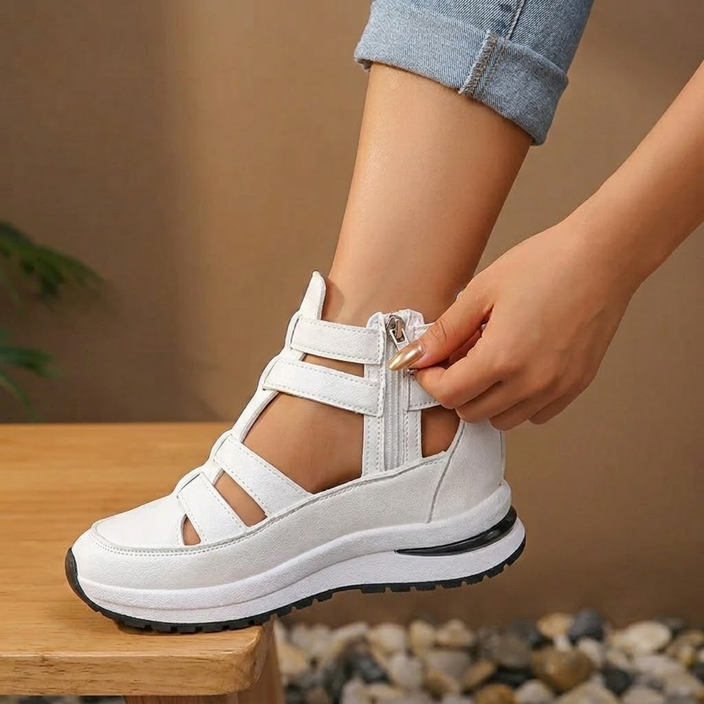Veluna – Caged Wedge Sandals with Hidden Platform
