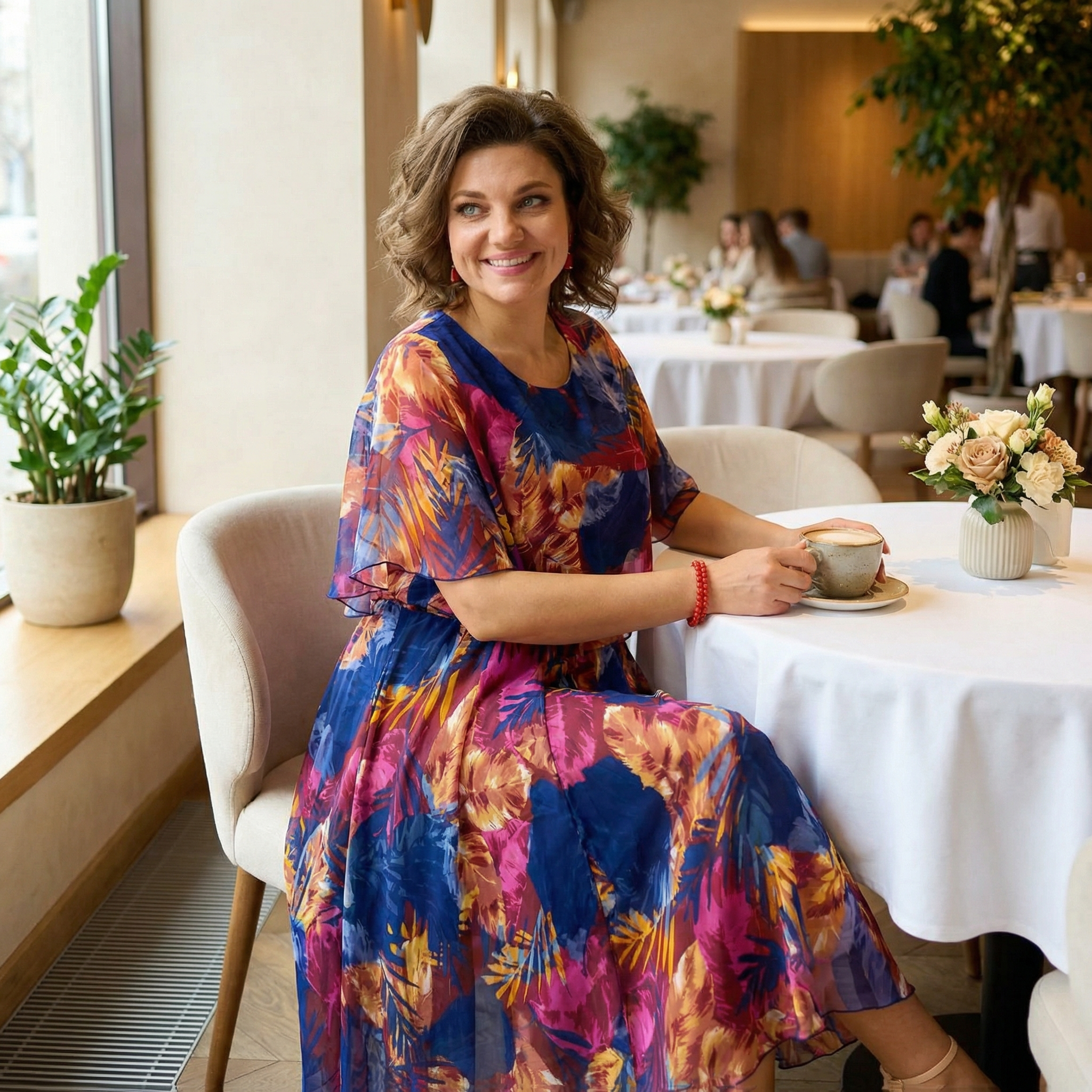 Floressa – Flowy Lined Chiffon Midi Dress