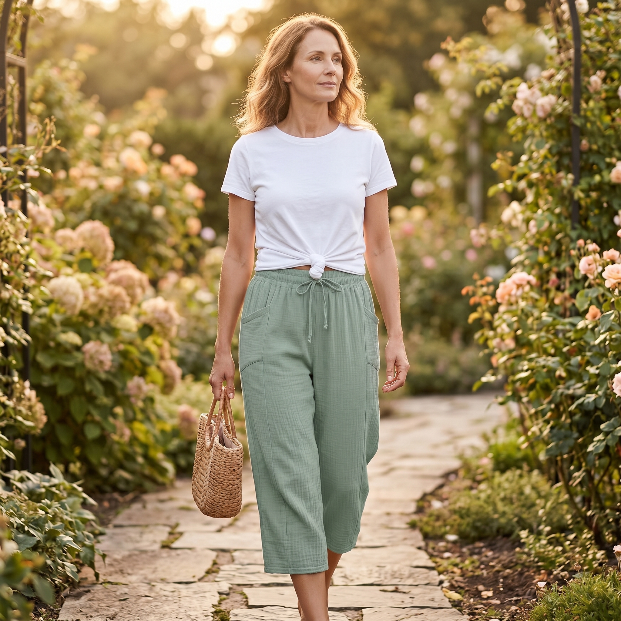 Selora – Women's Crinkle Capri Pants