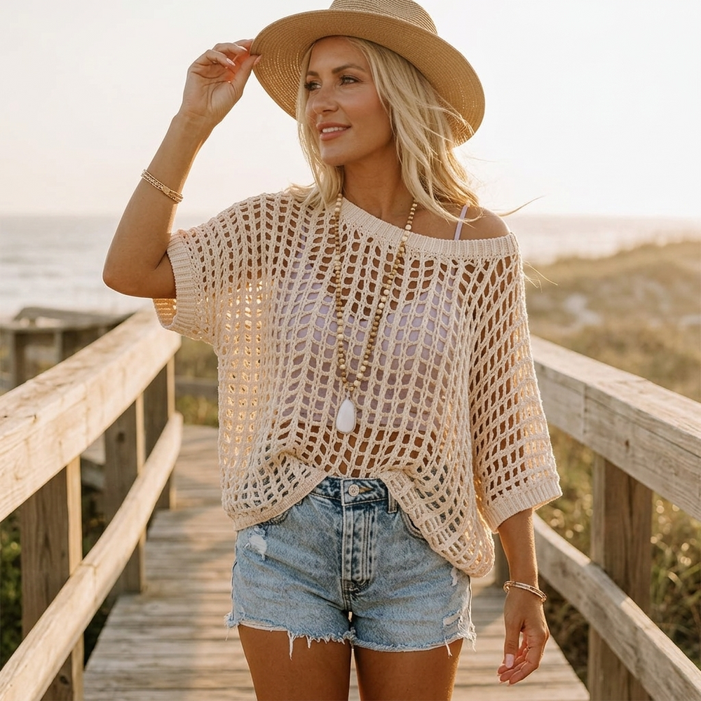 Aerela – Breezy Open Weave Knit Top