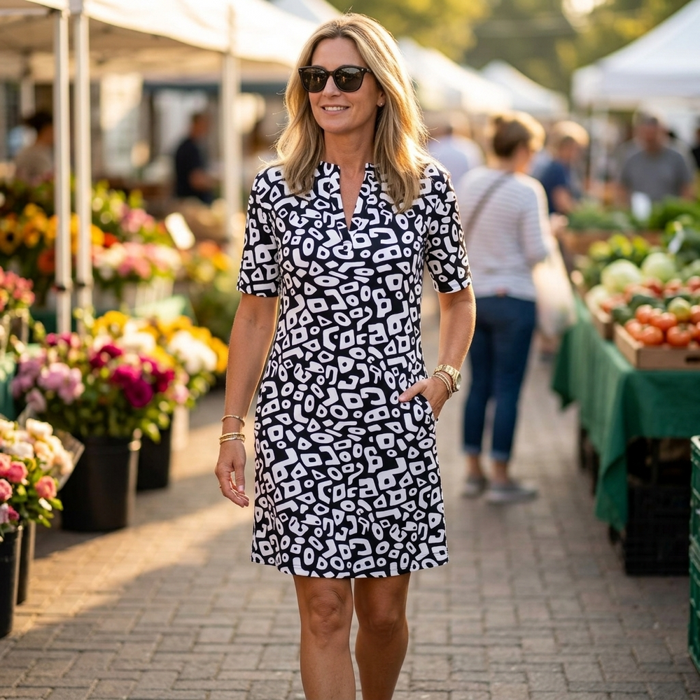 Vivara – Breezy V-Neck Printed Dress for Women