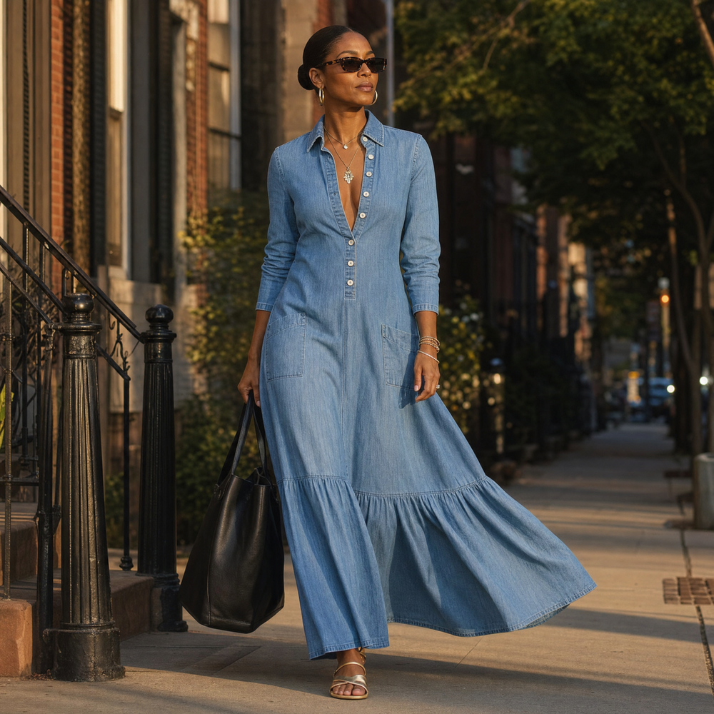 Mavira – Women's Soft-Touch Maxi Dress with Tiered Ruffle Hem