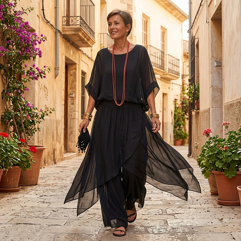 Vivara – Women's Flowy Chiffon Two Piece Set