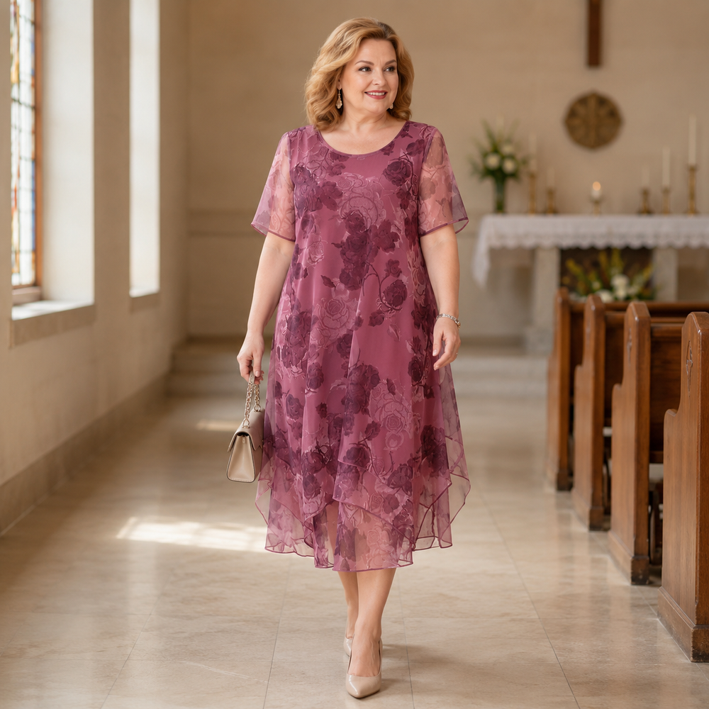 Florenza – Women's Layered Chiffon Floral Dress