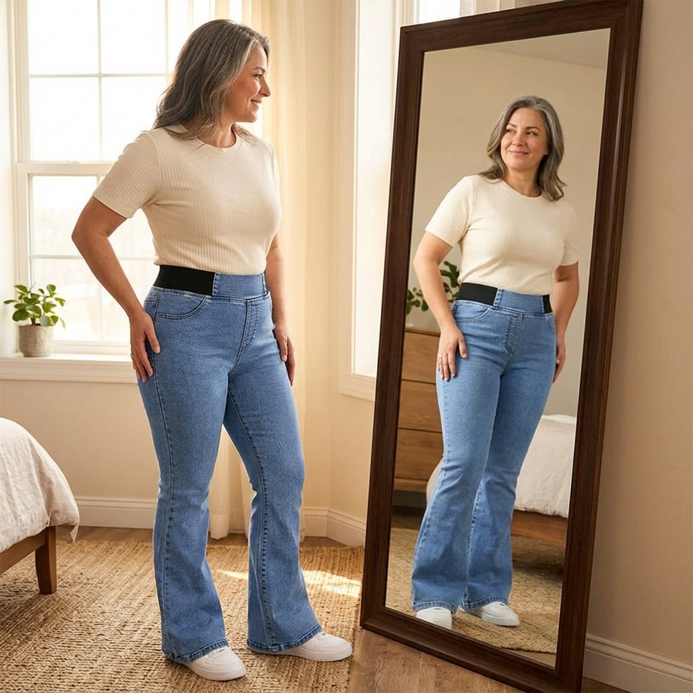 Curvela – Women's High Waist Stretch Flare Jeans