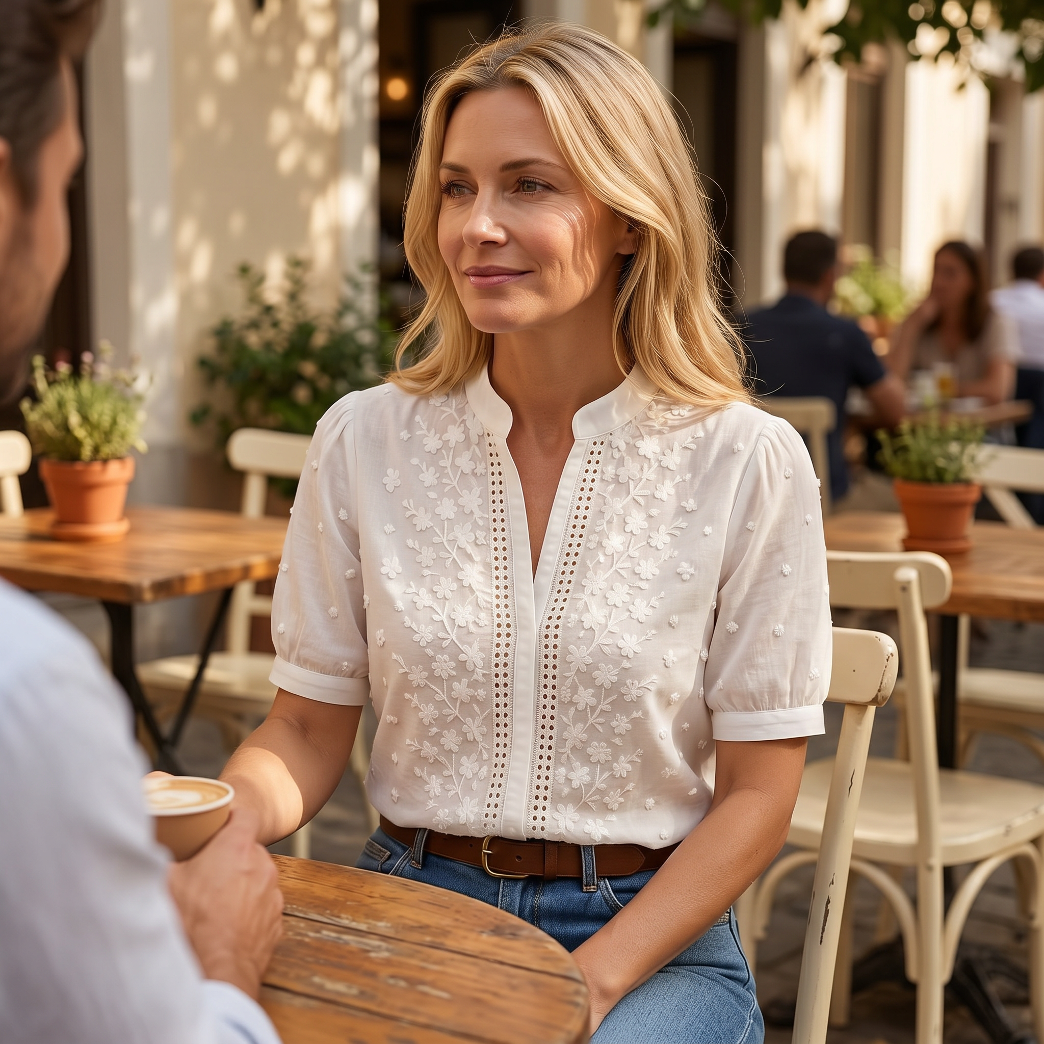 Lunelle – Women's Embroidered White Blouse