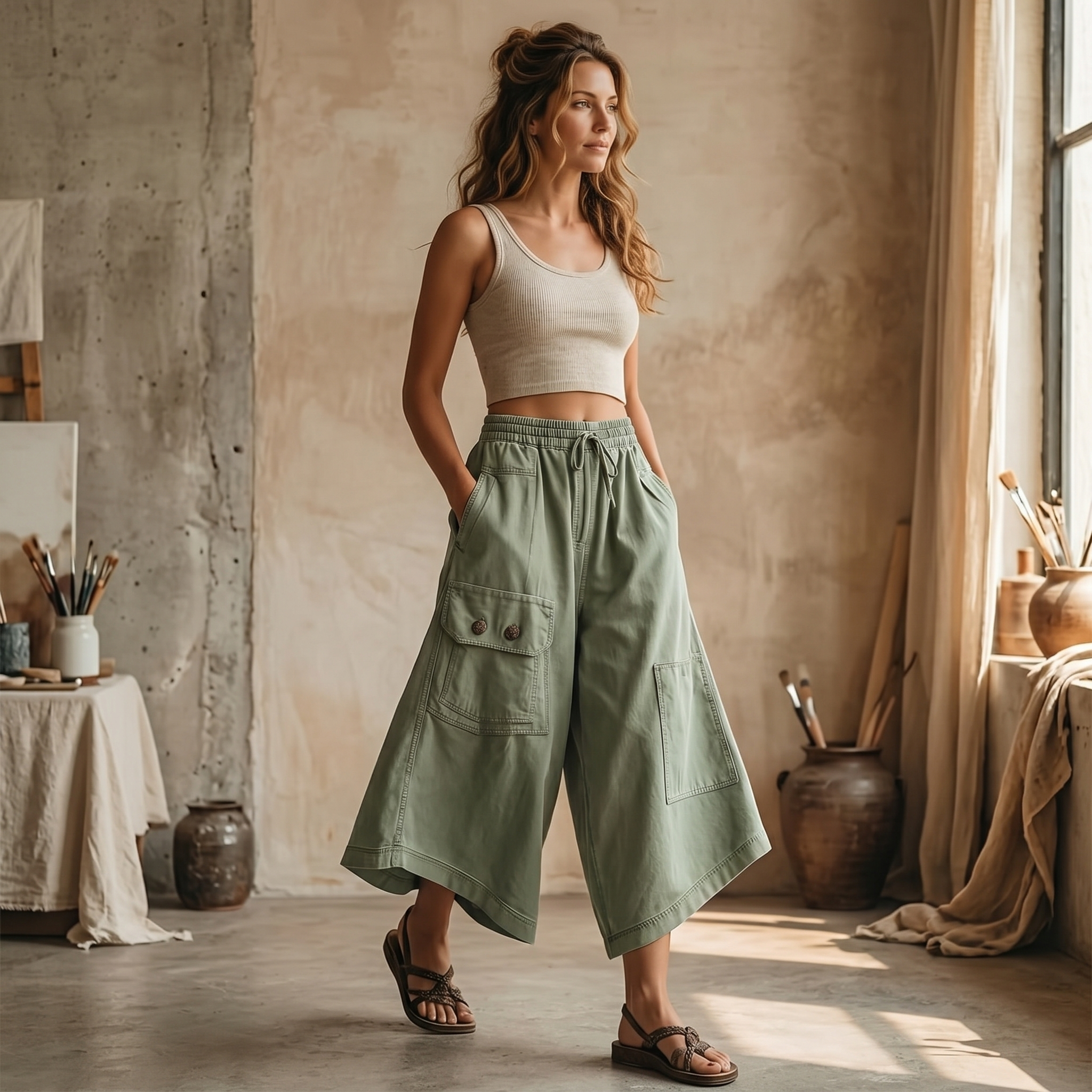 Wearbella – Women's Wide-Leg Cargo Culottes