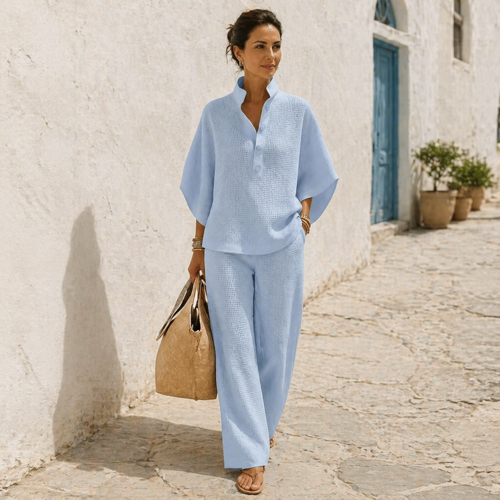 Vienelle – Women's Waffle-Knit Two-Piece Set