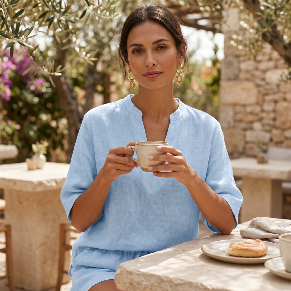 Veluna – Women's Breezy V-Neck Summer Set