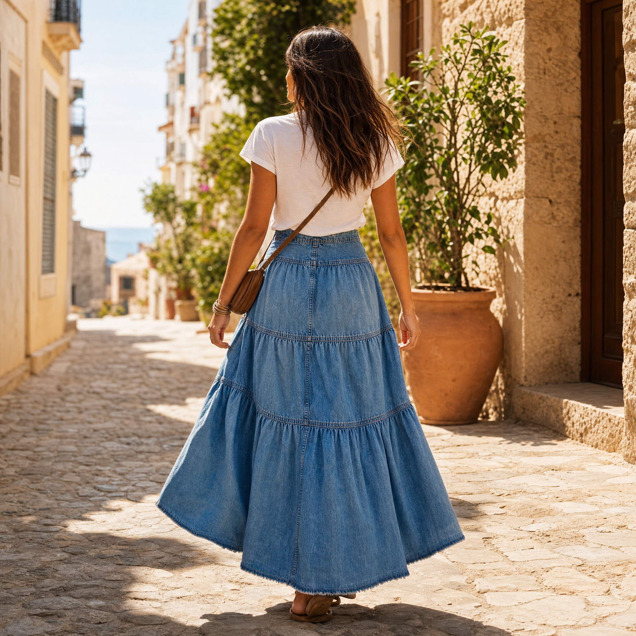 Soléra – Women's Soft Button-Front Denim Maxi Skirt