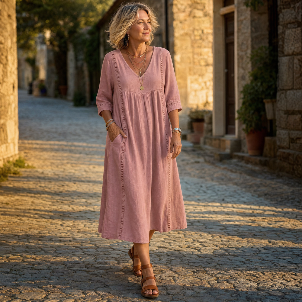 Virella – Women's Relaxed Midi Dress with Pockets