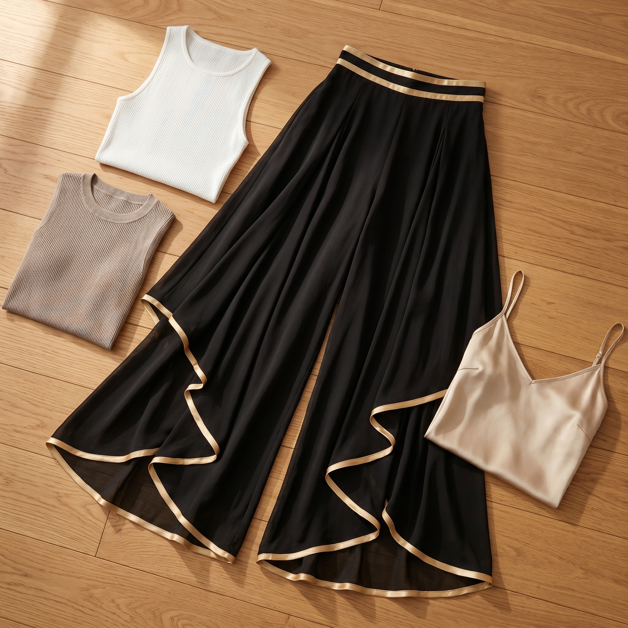 Florenza™ – Wide-Leg Pants with Gold Trim