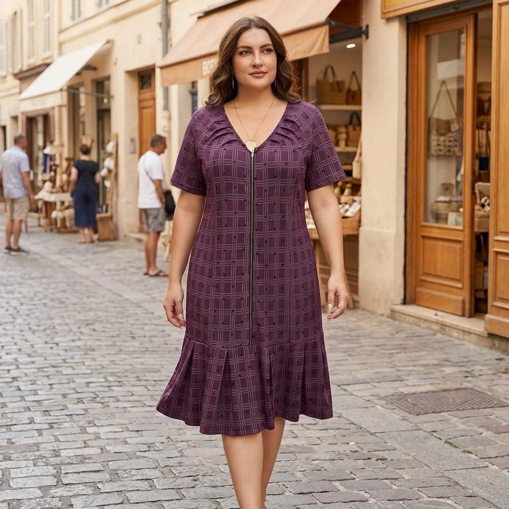 Zippella – Women's Zip-Front Midi Dress