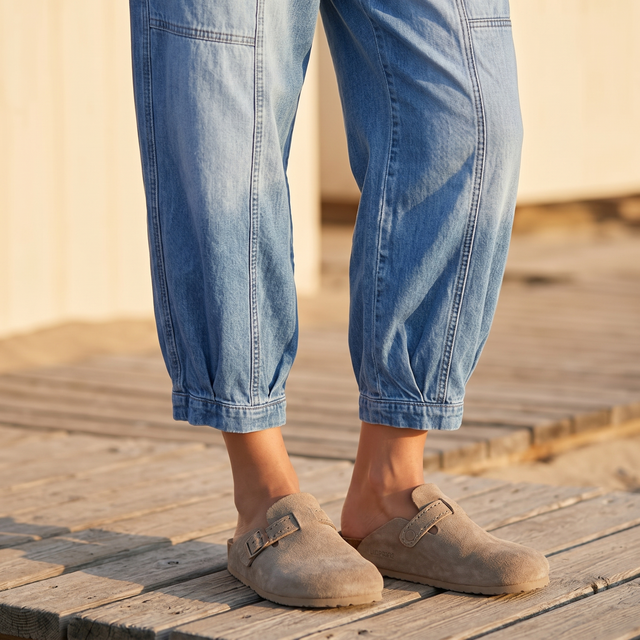 Loméa – Women's Relaxed Elastic Waist Denim Trousers