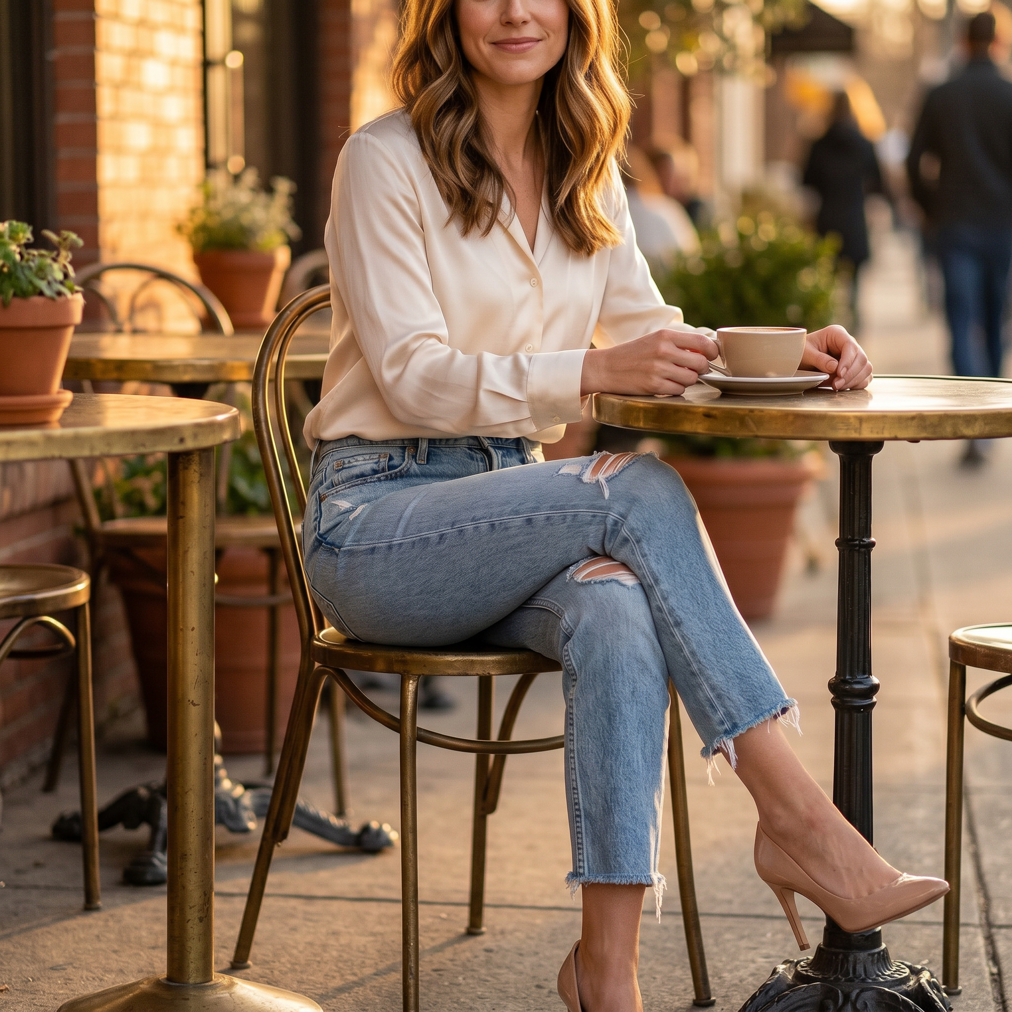 Wearbella – Women's Frayed Hem 7/8 Jeans