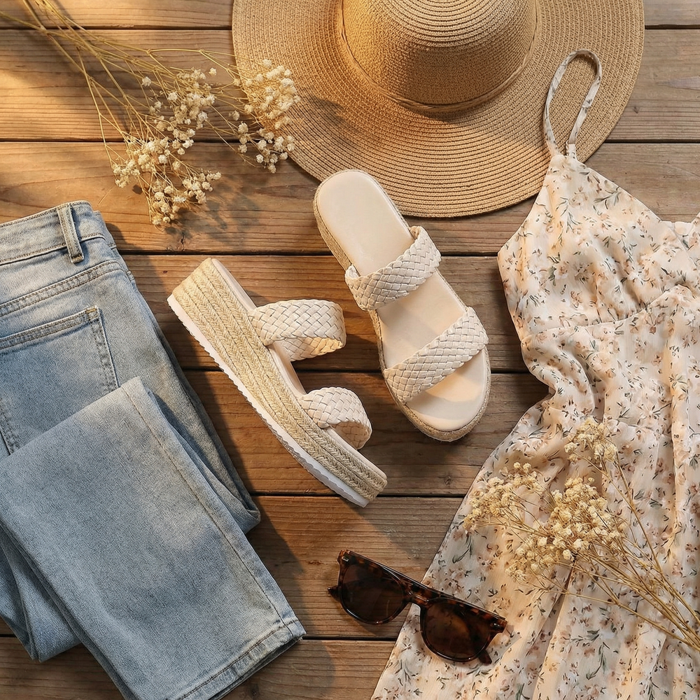 Solara – Braided Platform Wedge Slides