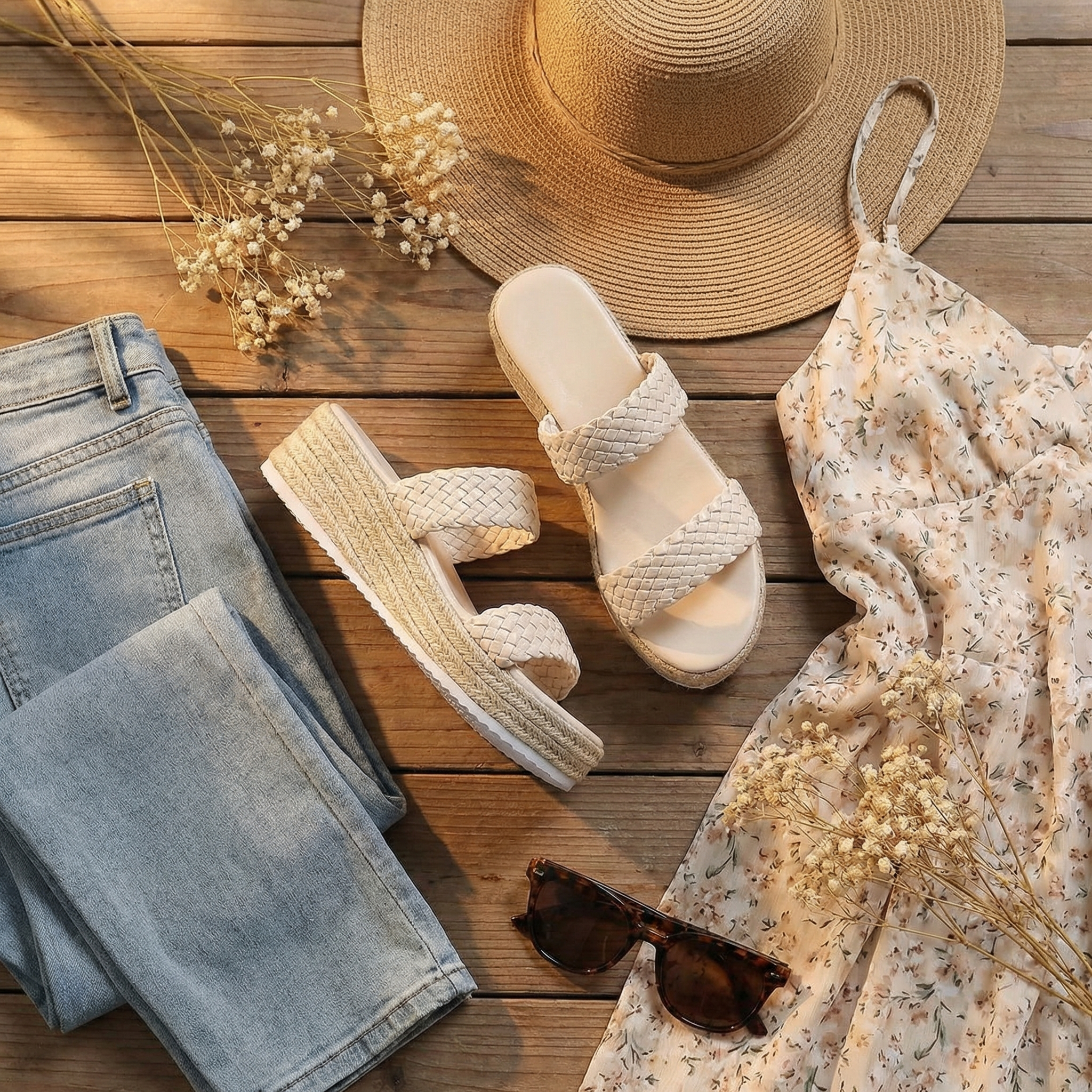 Solara – Braided Platform Wedge Slides