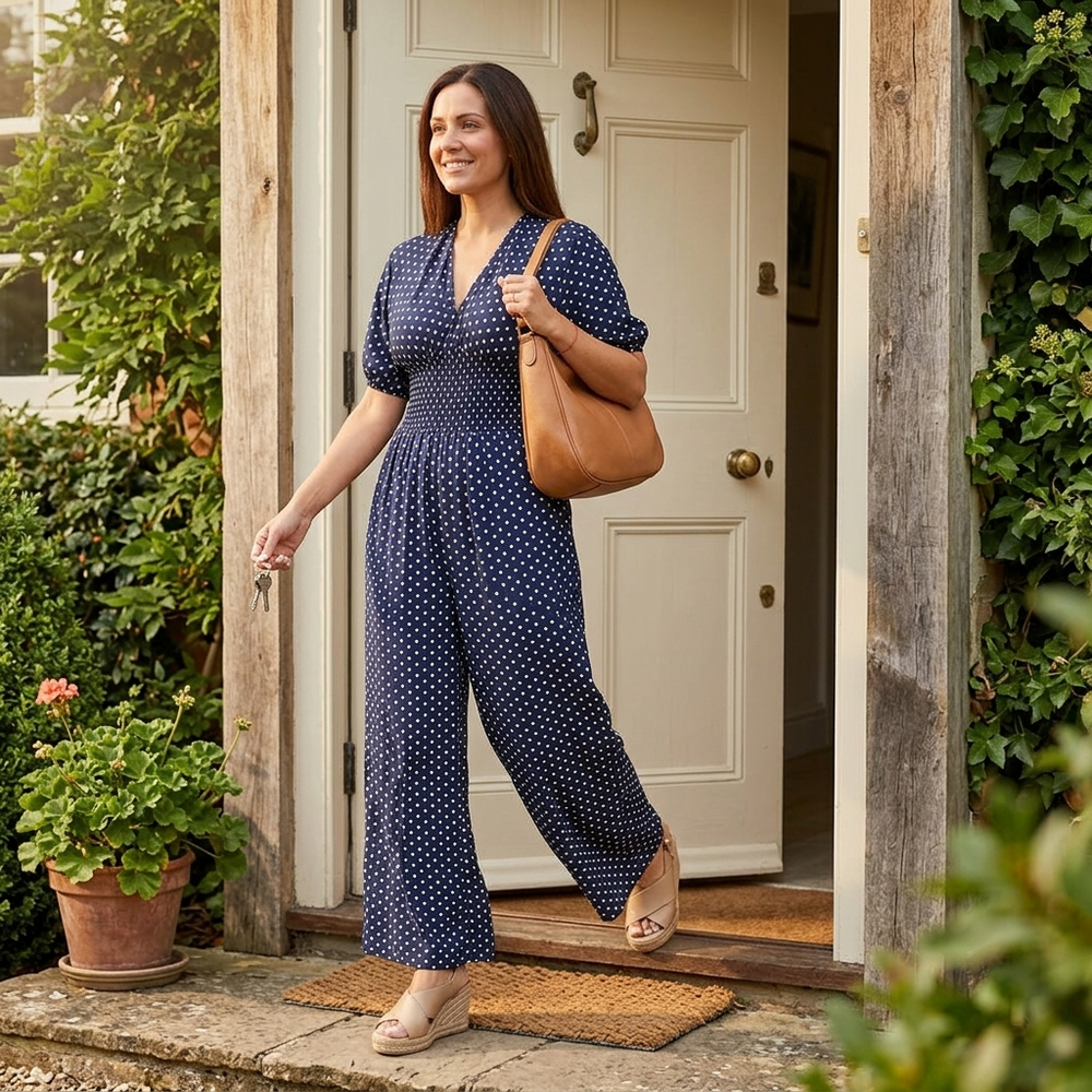 Lunessa – Women's Polka Dot Wide-Leg Jumpsuit