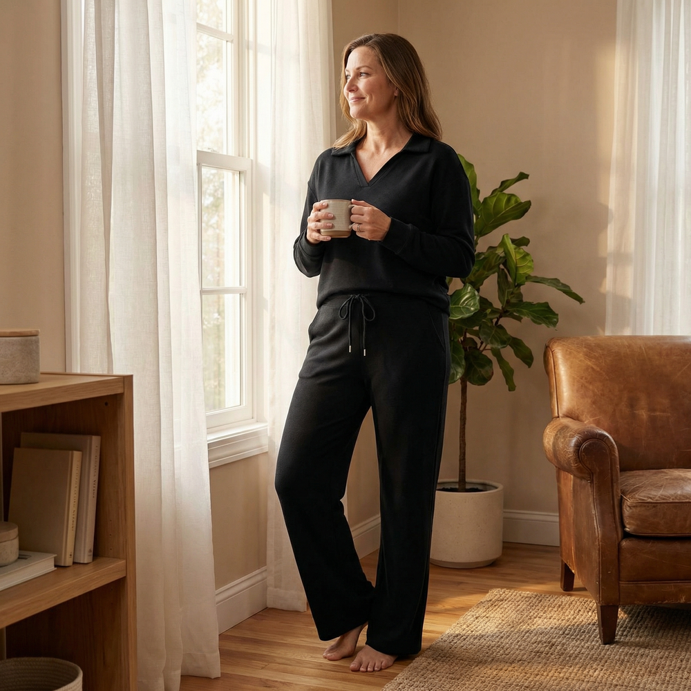 Velaire – V Neck Blouse and Wide Leg Pants Set