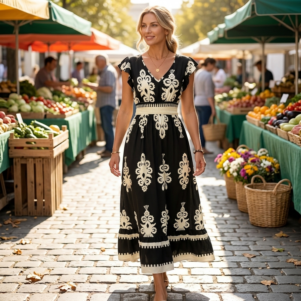 Vivara – Women's Baroque Print Maxi Dress