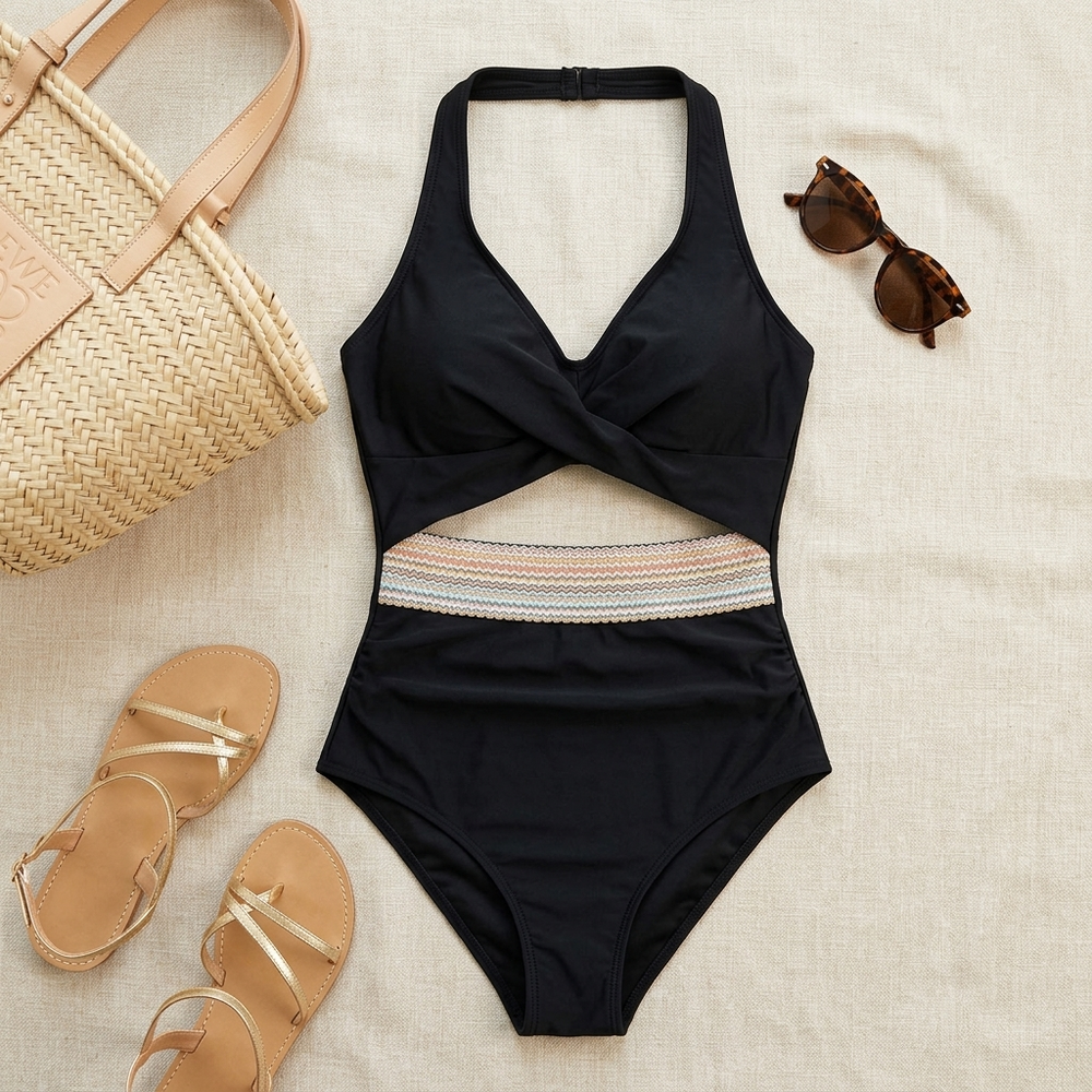 Marivela – Twist-Front One-Piece Swimsuit with Cutout Waist