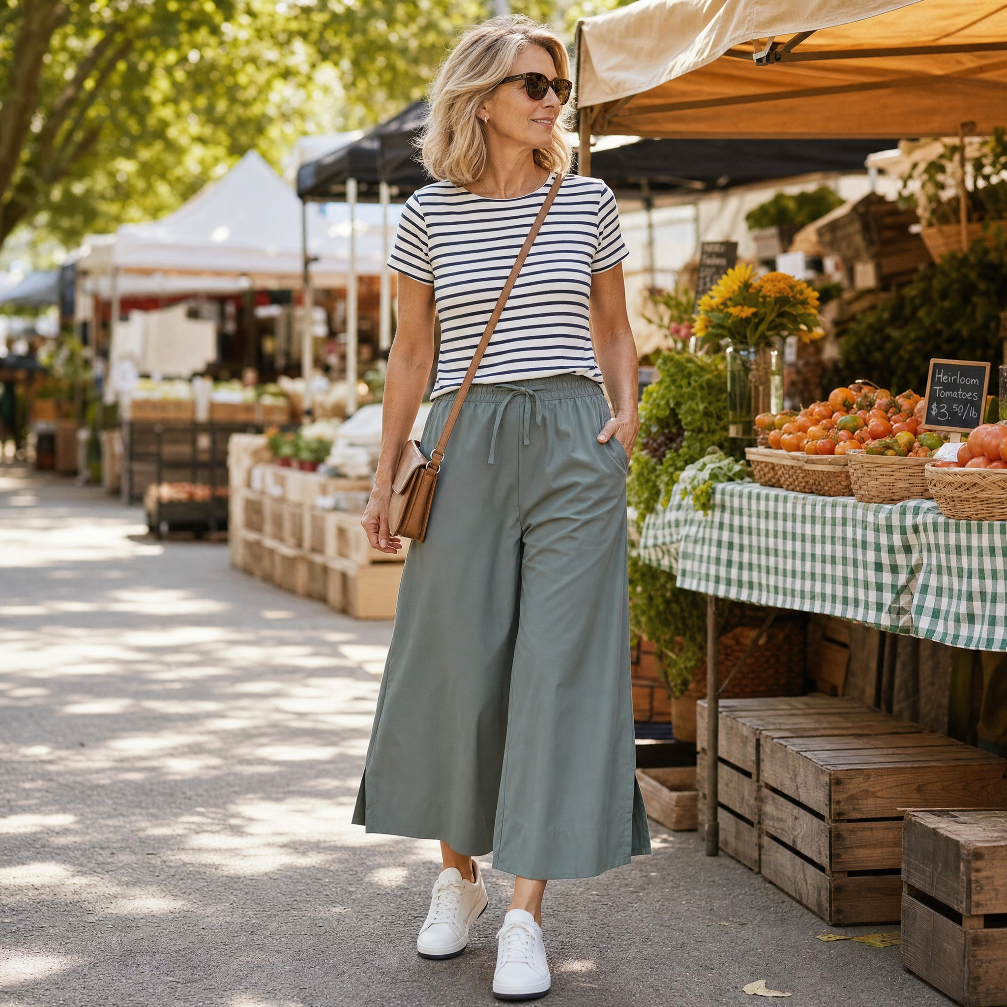 Veluna – Women's Effortless Wide-Leg Crop Pants