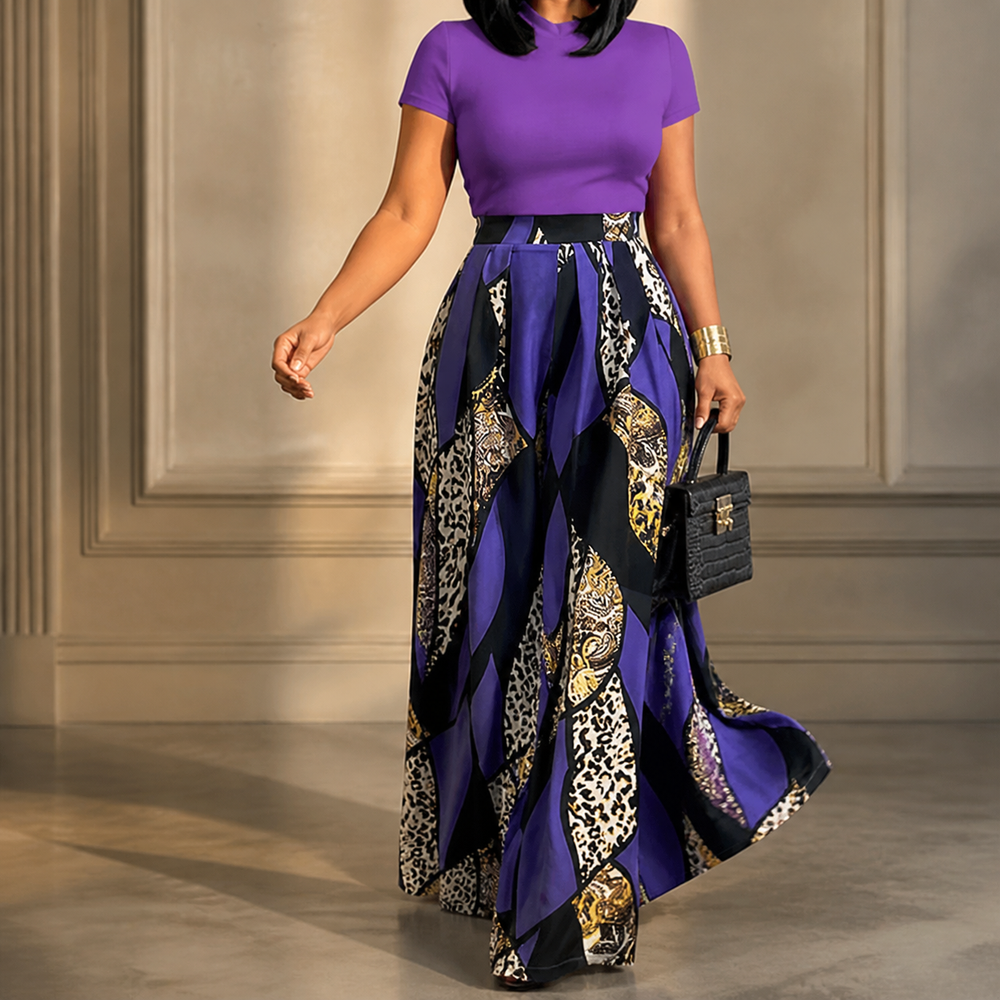 Mireya – Women's Bold Print Wide-Leg Two-Piece Set