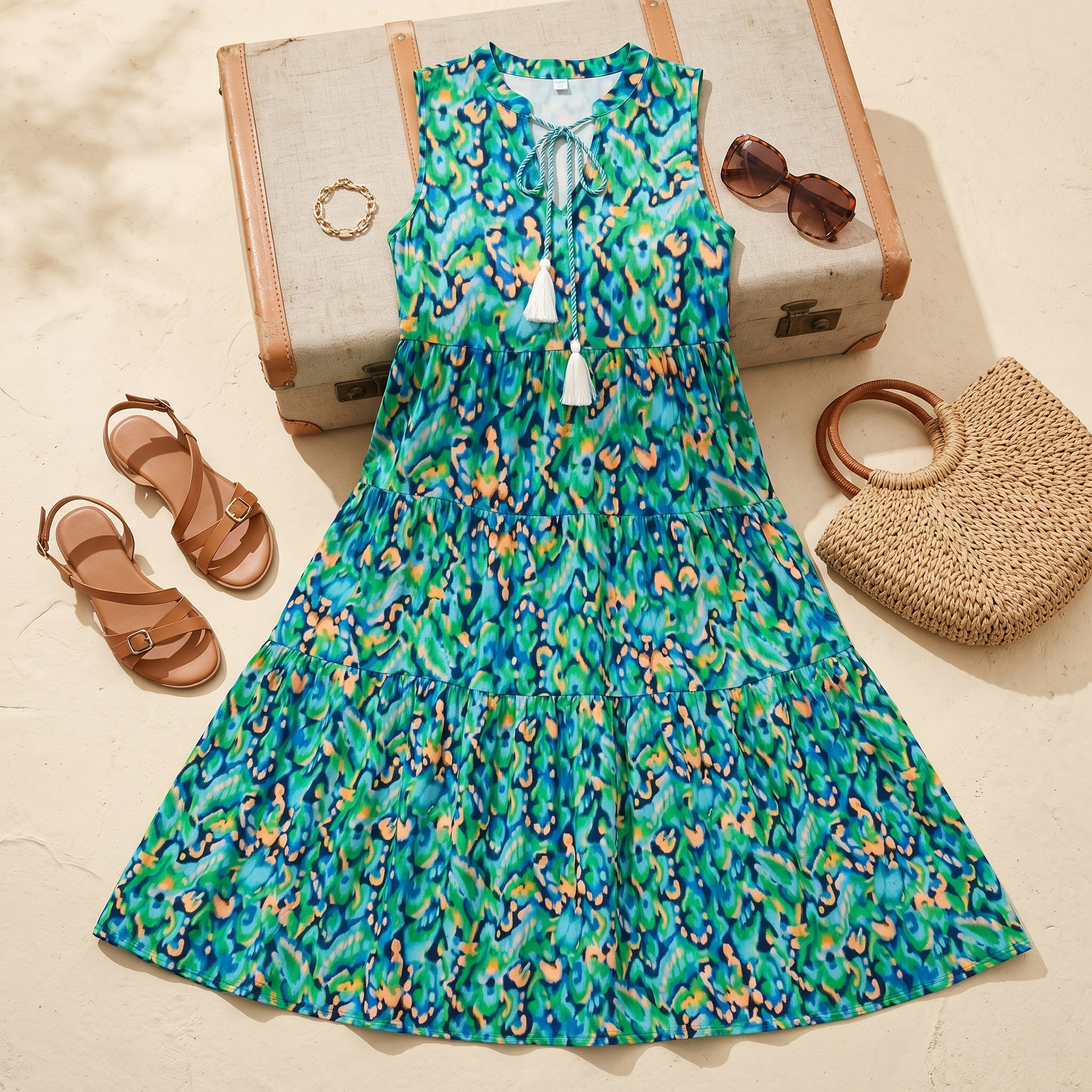 Soleia – Women's Tiered Boho Midi Dress