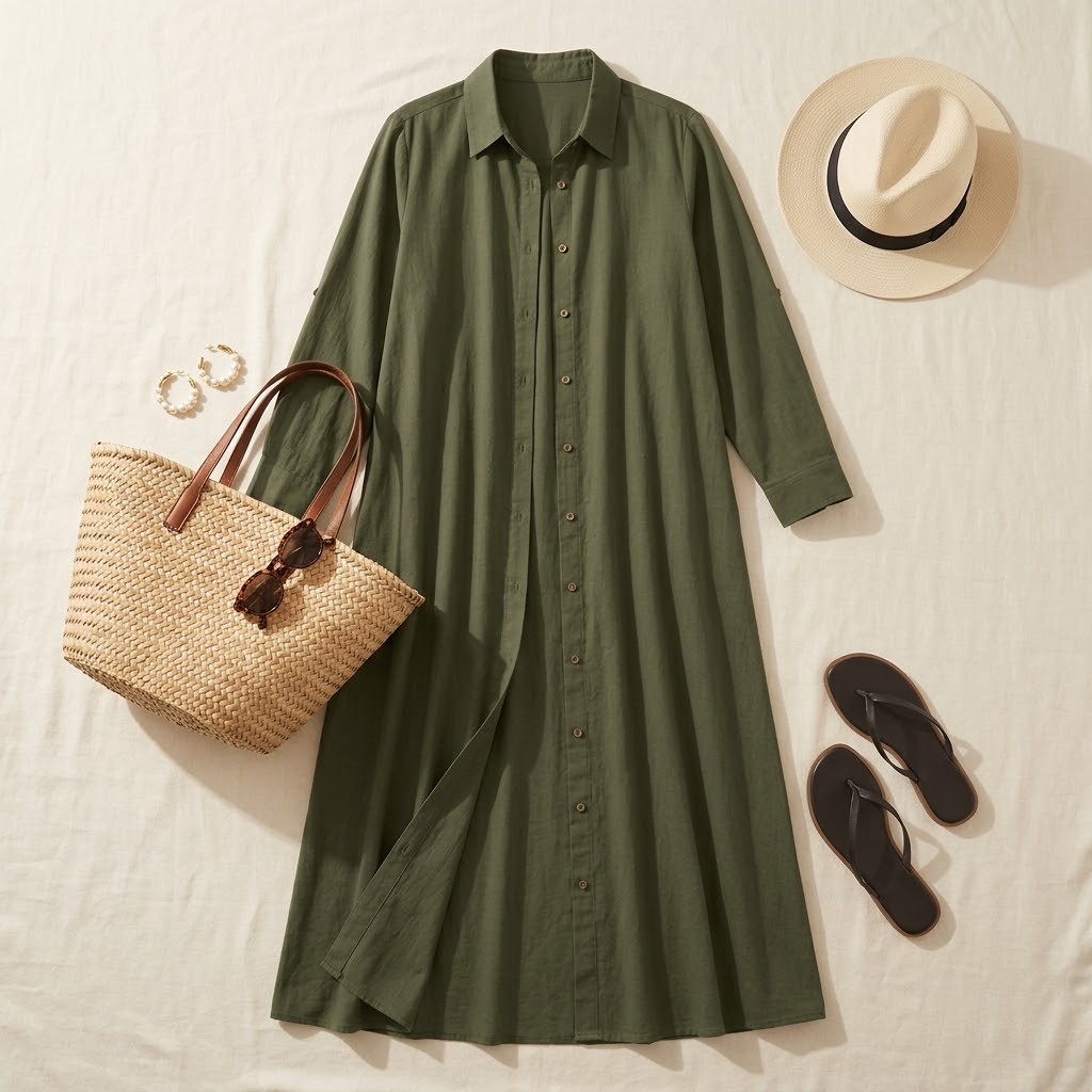 Marivelle – Women's Effortless Maxi Shirt Dress with Pockets