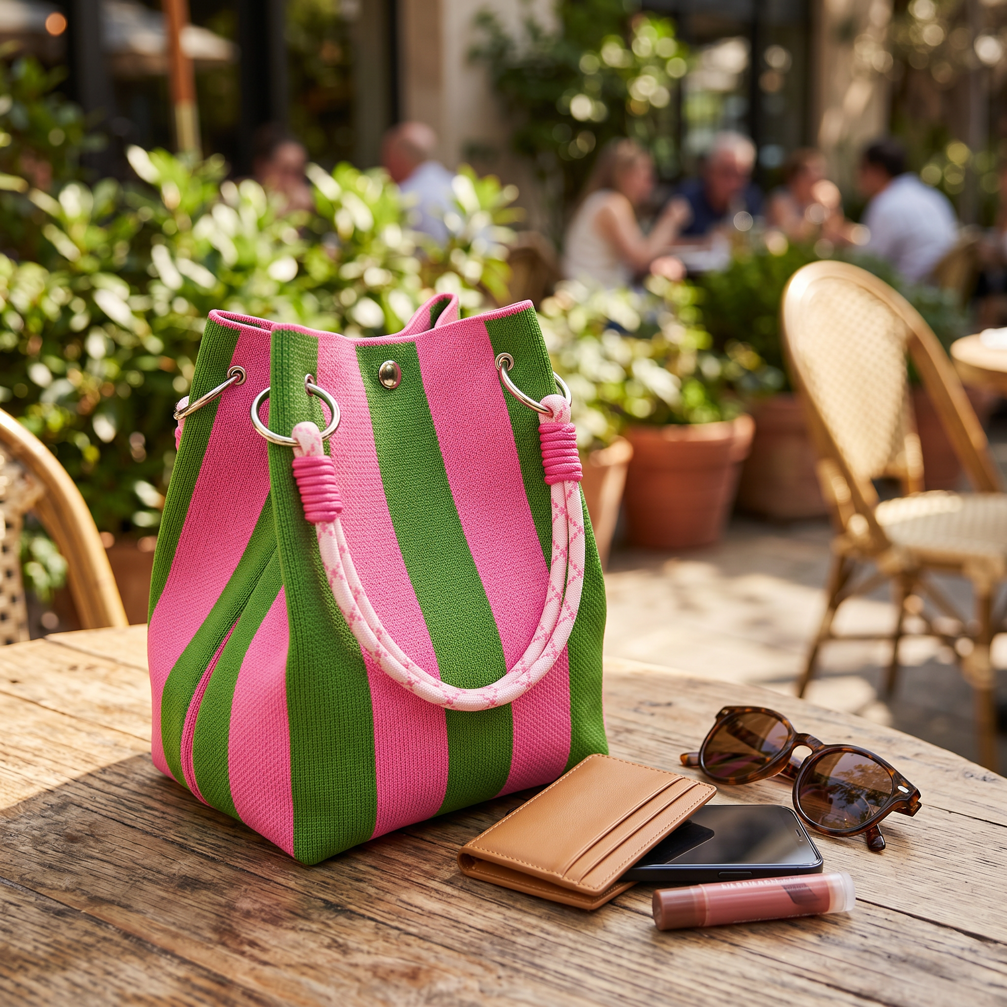 Sundara – Striped Knit Bucket Bag