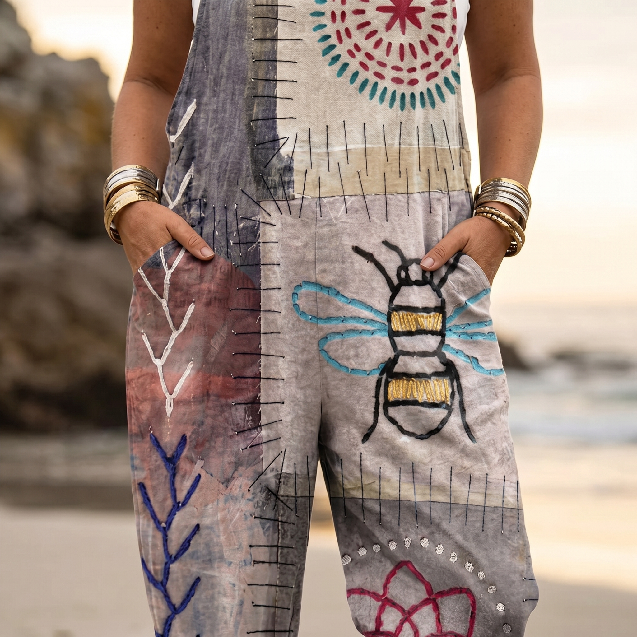 QueenBee – Women's Artisan Print Plus-Size Overall