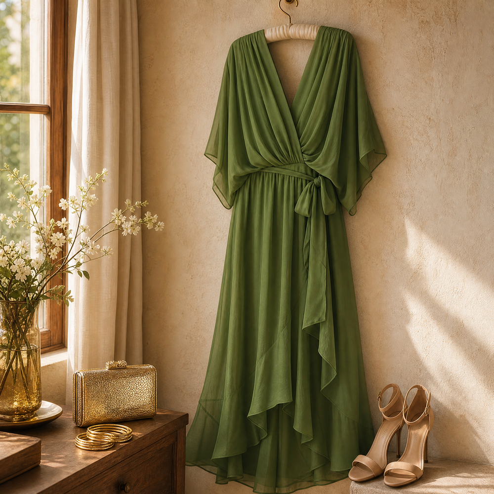 Mirabelle – Women's Flowing V-Neck Midi Dress