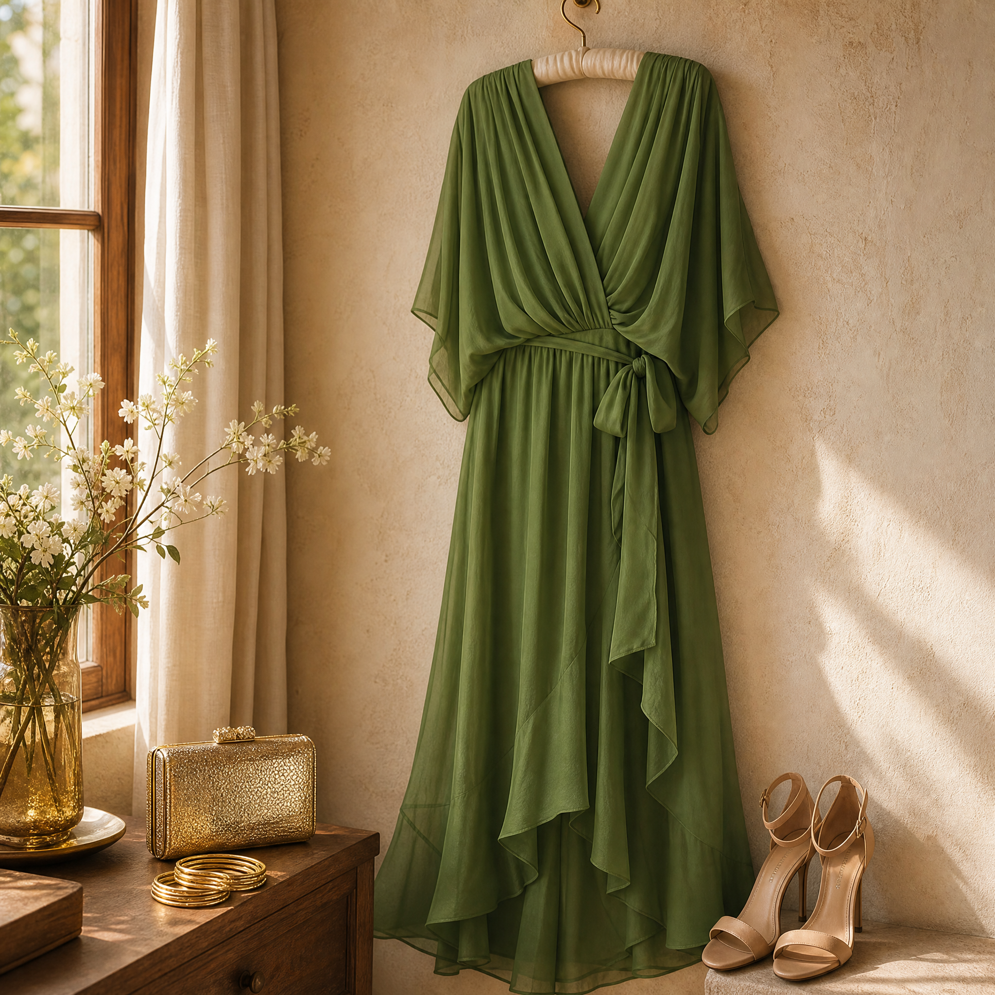 Mirabelle – Women's Flowing V-Neck Midi Dress