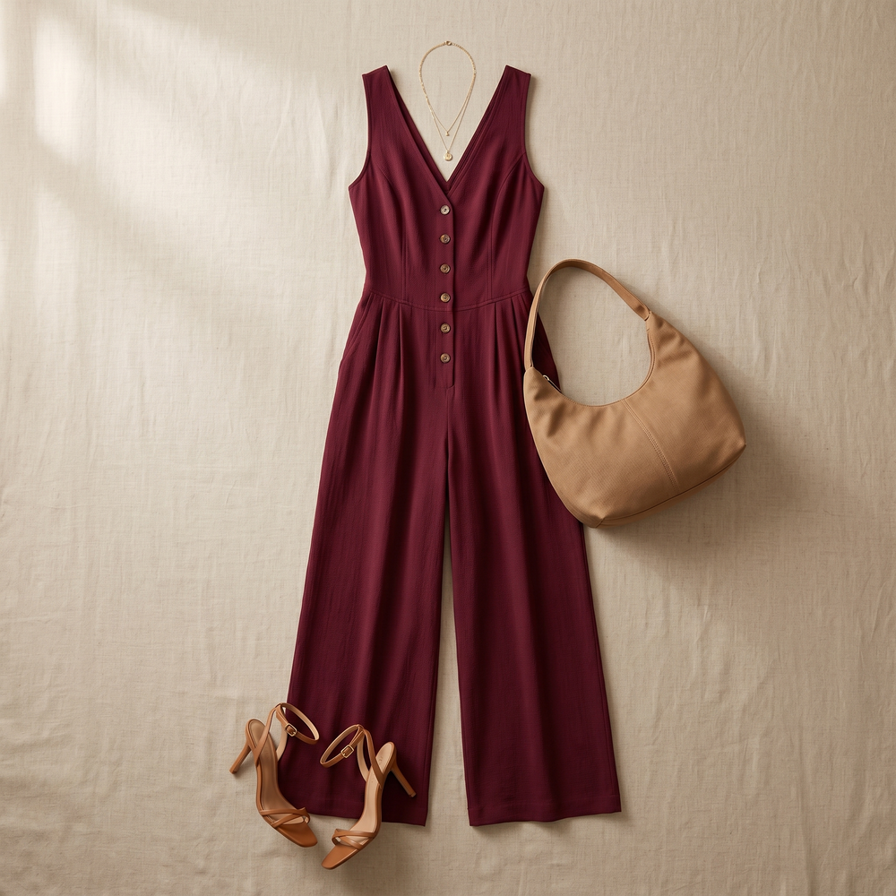 Lunavia – Women's Wide-Leg Button-Front Jumpsuit