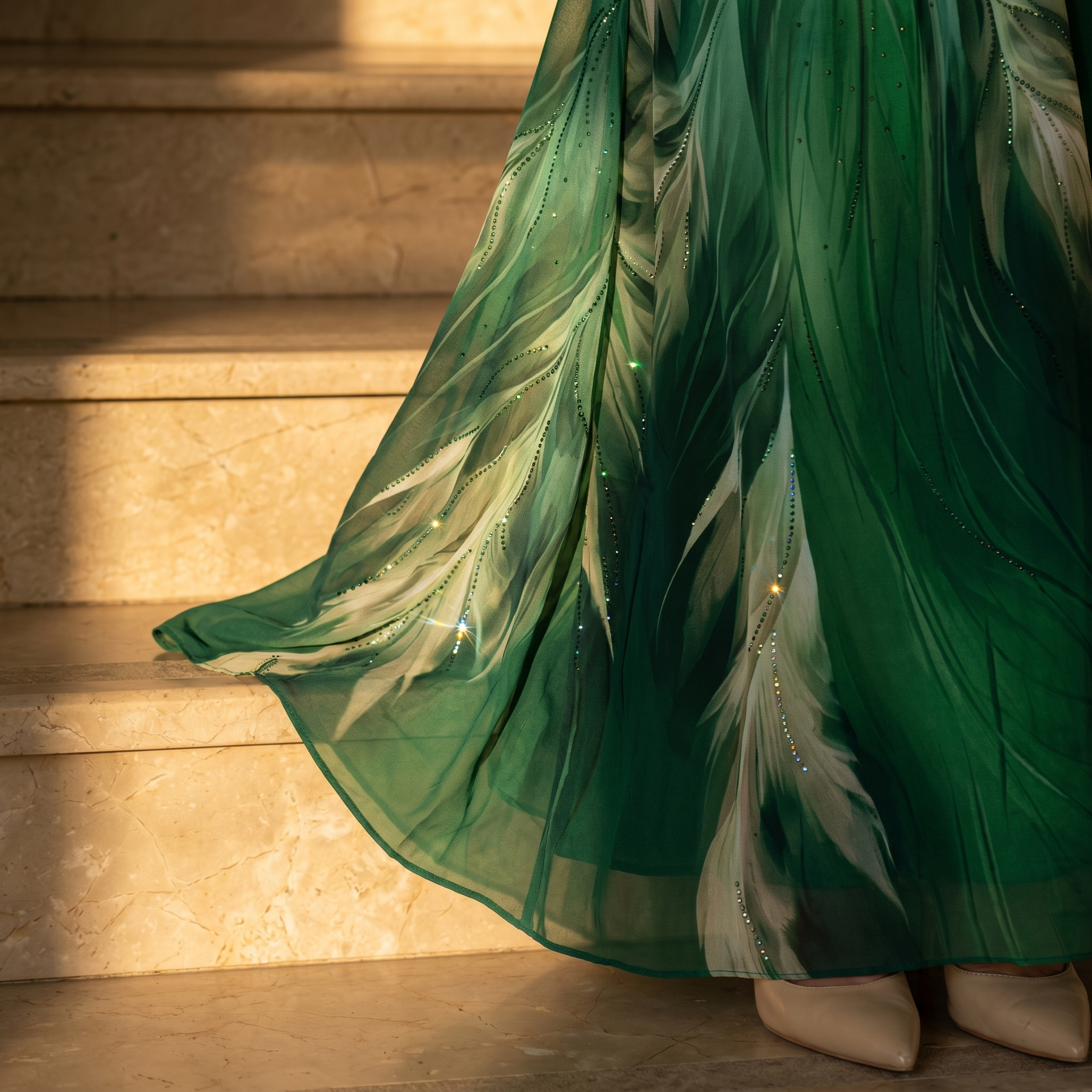 Aurelinea – Women's Painted Chiffon Maxi Dress