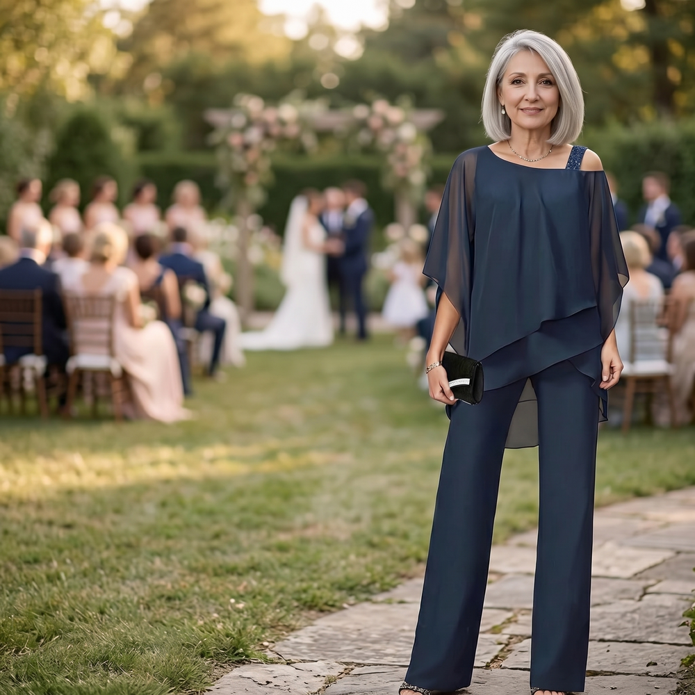 Élora – Women's Asymmetric Chiffon Two-Piece Set